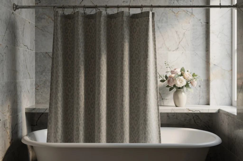 Rideaux de douche déco : motifs léopard, marbre ou floraux et l’art d’accessoiriser la salle de bain selon les codes de la fashion déco