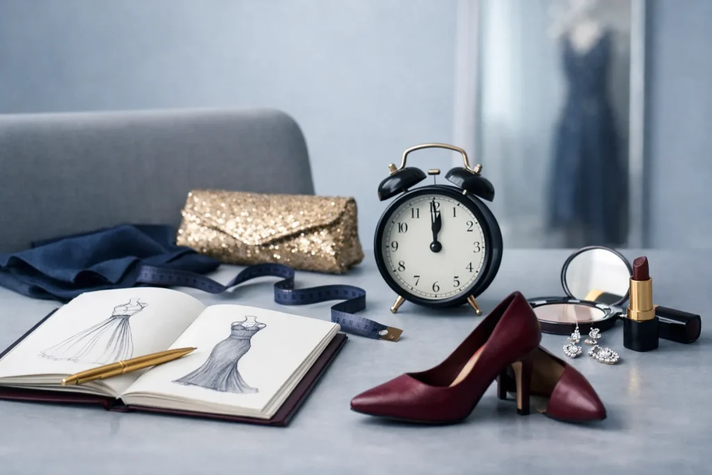 La robe de soirée se choisit assise, puis debout, puis à minuit